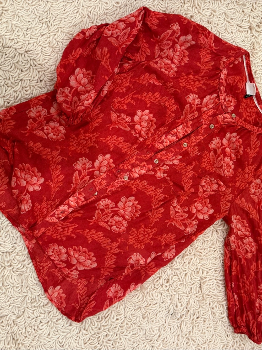 Anthropologie Red Button Down Blouse - Picture 3 of 3